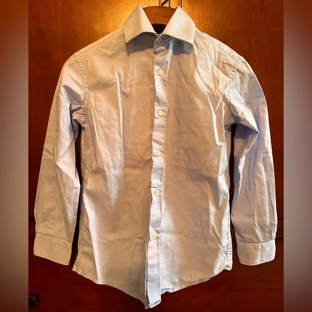 KIDS BOYS Michael Kors Blue Cotton Button-down Collared Dress Shirt - SIZE 8